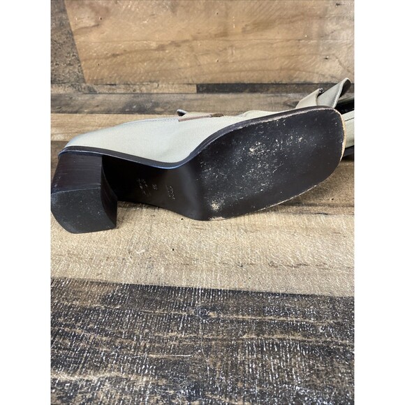 Vintage Gucci Canvis Loafers Size 9 Women’s Taupe Heeled Square Toe with Buckle - Picture 13 of 16